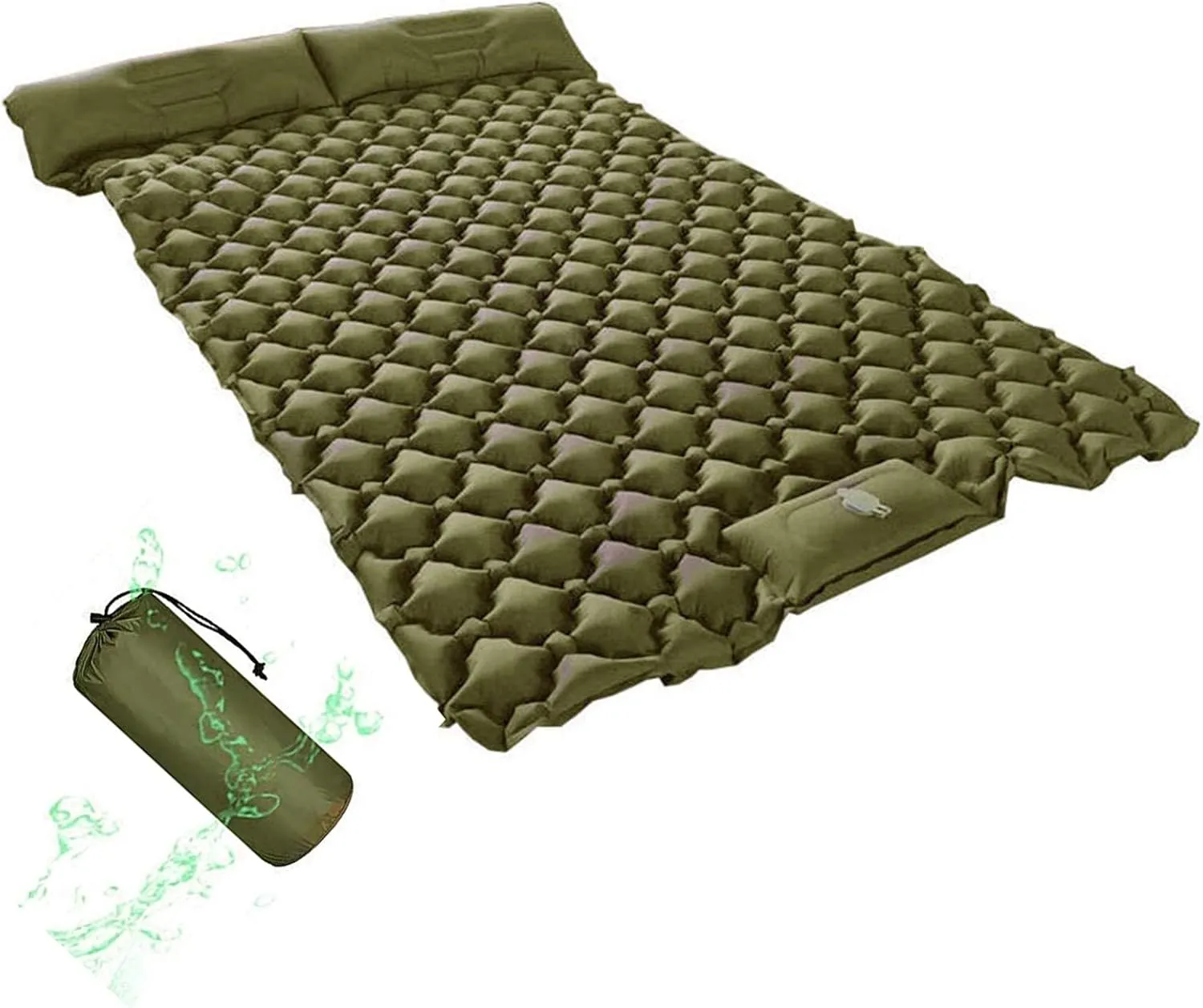 GaRcan Inflatable Sleeping Mattress Double Camping Mat with Pillow, Inflatable Sleeping Mat Ultralight Inflating Camping Mat, Sleeping Pad with Built-in Air Pump, Ultralight and Small Pac