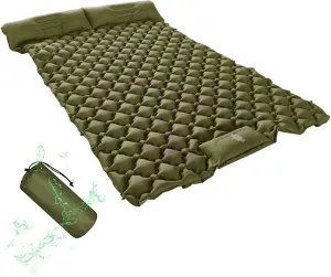 GaRcan Inflatable Sleeping Mattress Double Camping Mat with Pillow, Inflatable Sleeping Mat Ultralight Inflating Camping Mat, Sleeping Pad with Built-in Air Pump, Ultralight and Small Pac