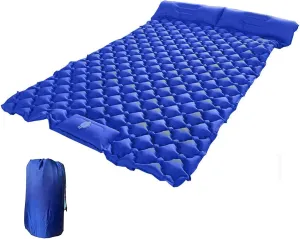 GaRcan Inflatable Sleeping Mattress Double Camping Mat with Pillow, Waterproof and Moisture-Proof Roll Mats, Sleeping Pad with Built-in Air Pump, Ultralight and Small Pack Size, for Hikin