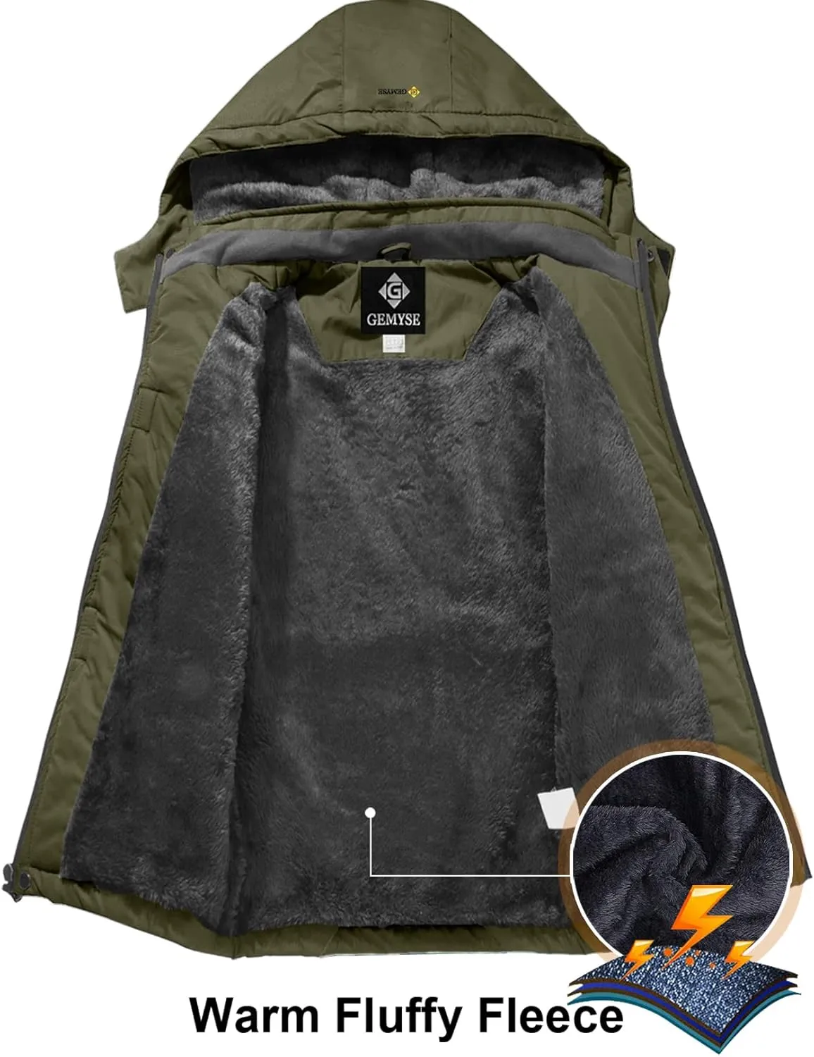 GEMYSE Boy's Waterproof Ski Snow Jacket Fleece Windproof Winter Jacket with Hood
