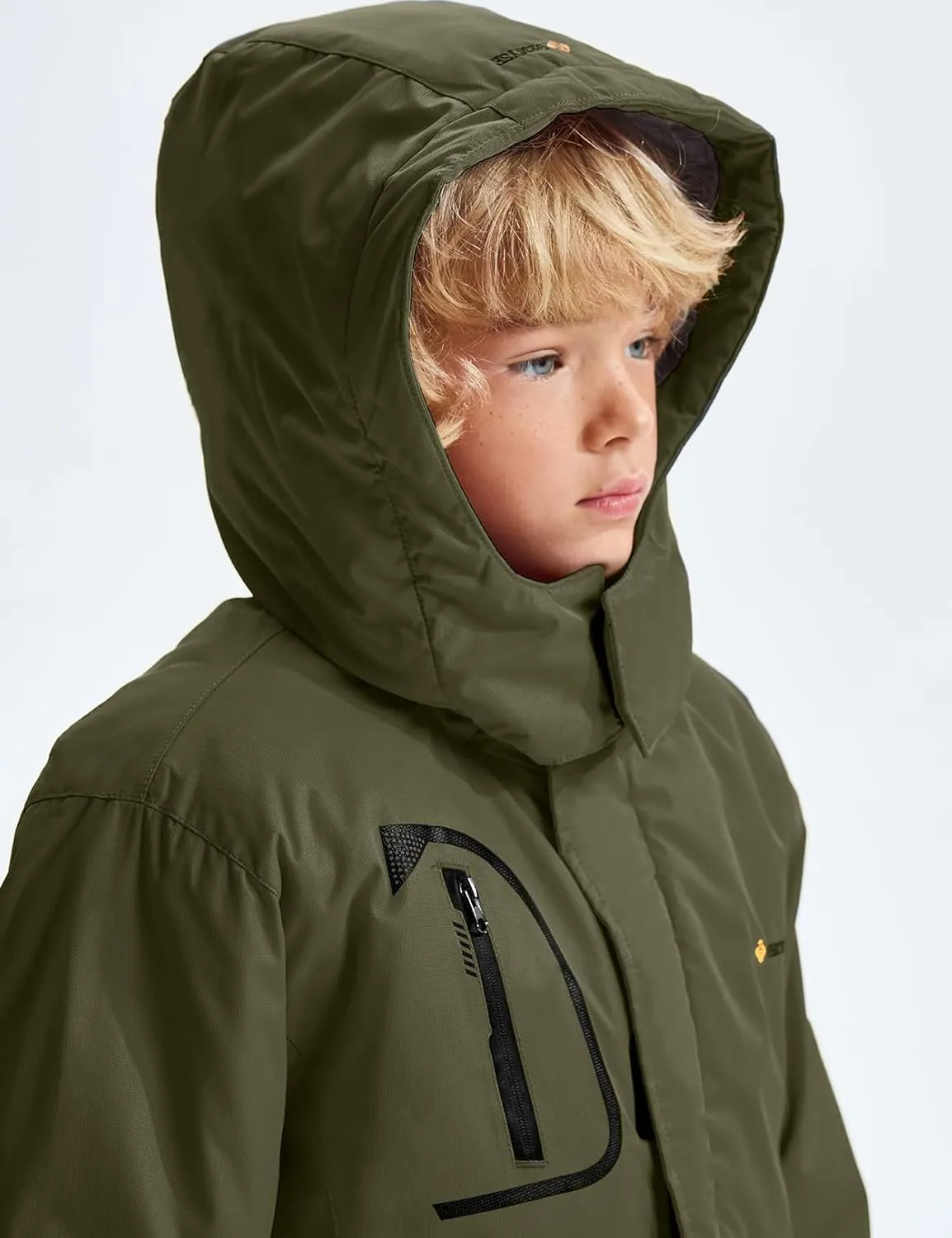 GEMYSE Boy's Waterproof Ski Snow Jacket Fleece Windproof Winter Jacket with Hood