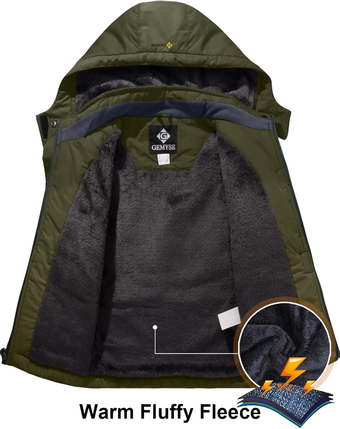 GEMYSE Boy's Waterproof Ski Snow Jacket Hooded Fleece Lined Windproof Winter Jacket