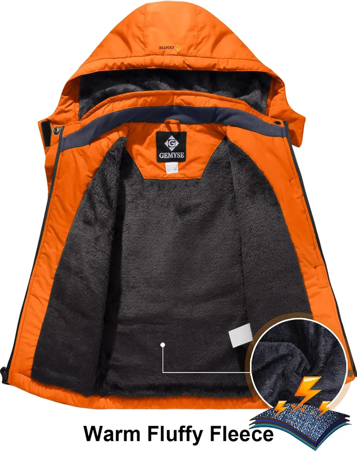 GEMYSE Boy's Waterproof Ski Snow Jacket Hooded Fleece Lined Windproof Winter Jacket