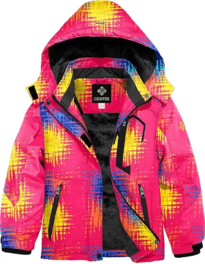 GEMYSE Girl's Waterproof Ski Snow Jacket Fleece Windproof Winter Jacket with Hood