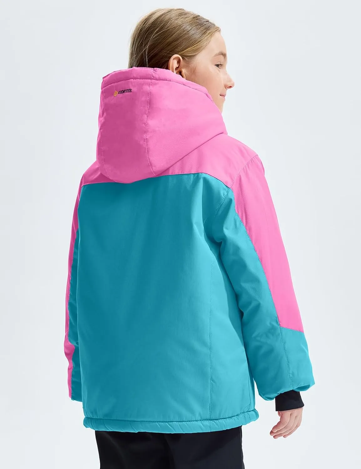 GEMYSE Girl's Waterproof Ski Snow Jacket Fleece Windproof Winter Jacket with Hood