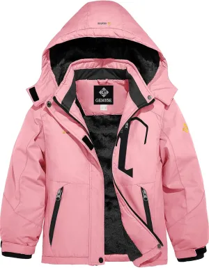 GEMYSE Girl's Waterproof Ski Snow Jacket Fleece Windproof Winter Jacket with Hood