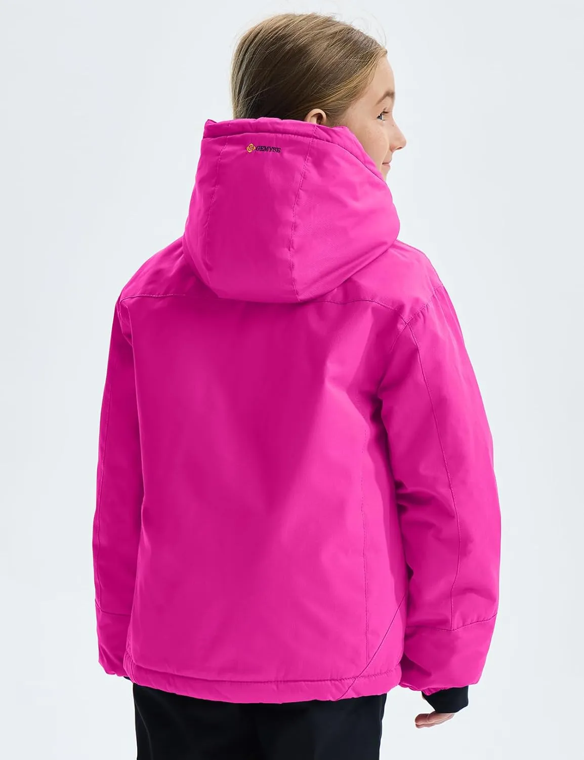 GEMYSE Girl's Waterproof Ski Snow Jacket Fleece Windproof Winter Jacket with Hood