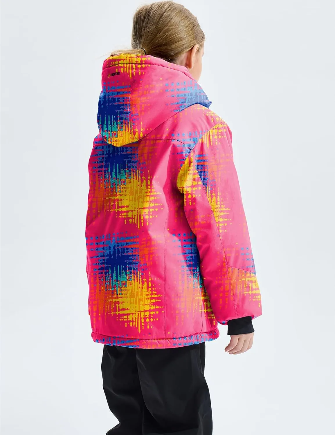 GEMYSE Girl's Waterproof Ski Snow Jacket Fleece Windproof Winter Jacket with Hood