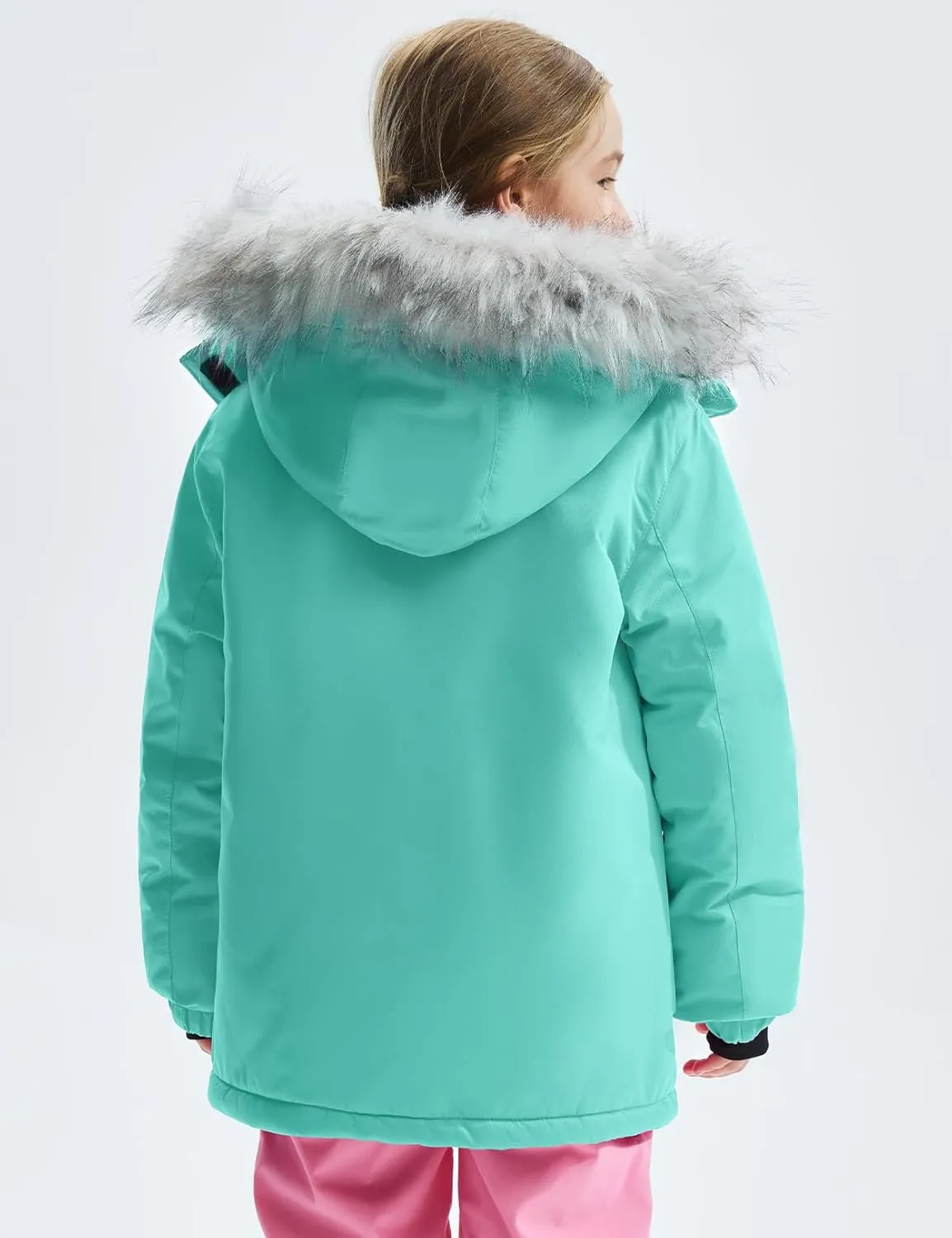 GEMYSE Girl's Winter Waterproof Ski Snow Jacket Hooded Fleece Lined Windproof Coat