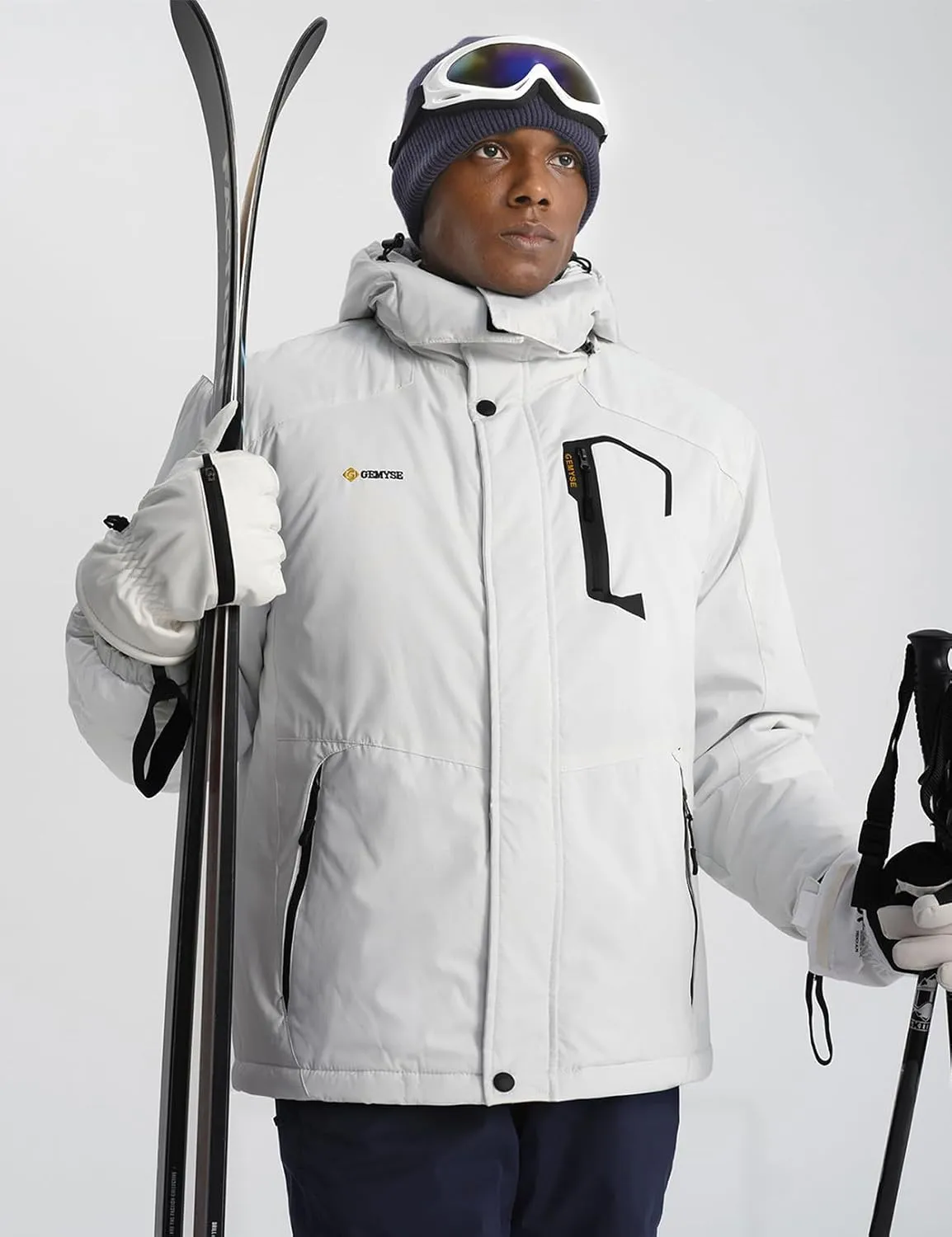 GEMYSE Men's Mountain Waterproof Ski Snow Jacket Winter Windproof Rain Jacket