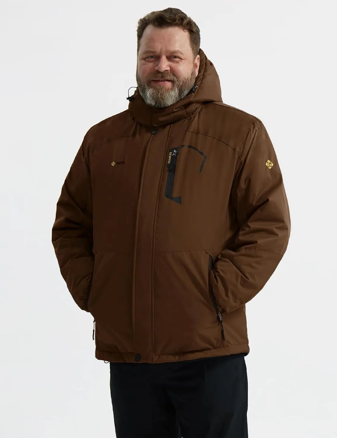 GEMYSE Men's Mountain Waterproof Ski Snow Jacket Winter Windproof Rain Jacket