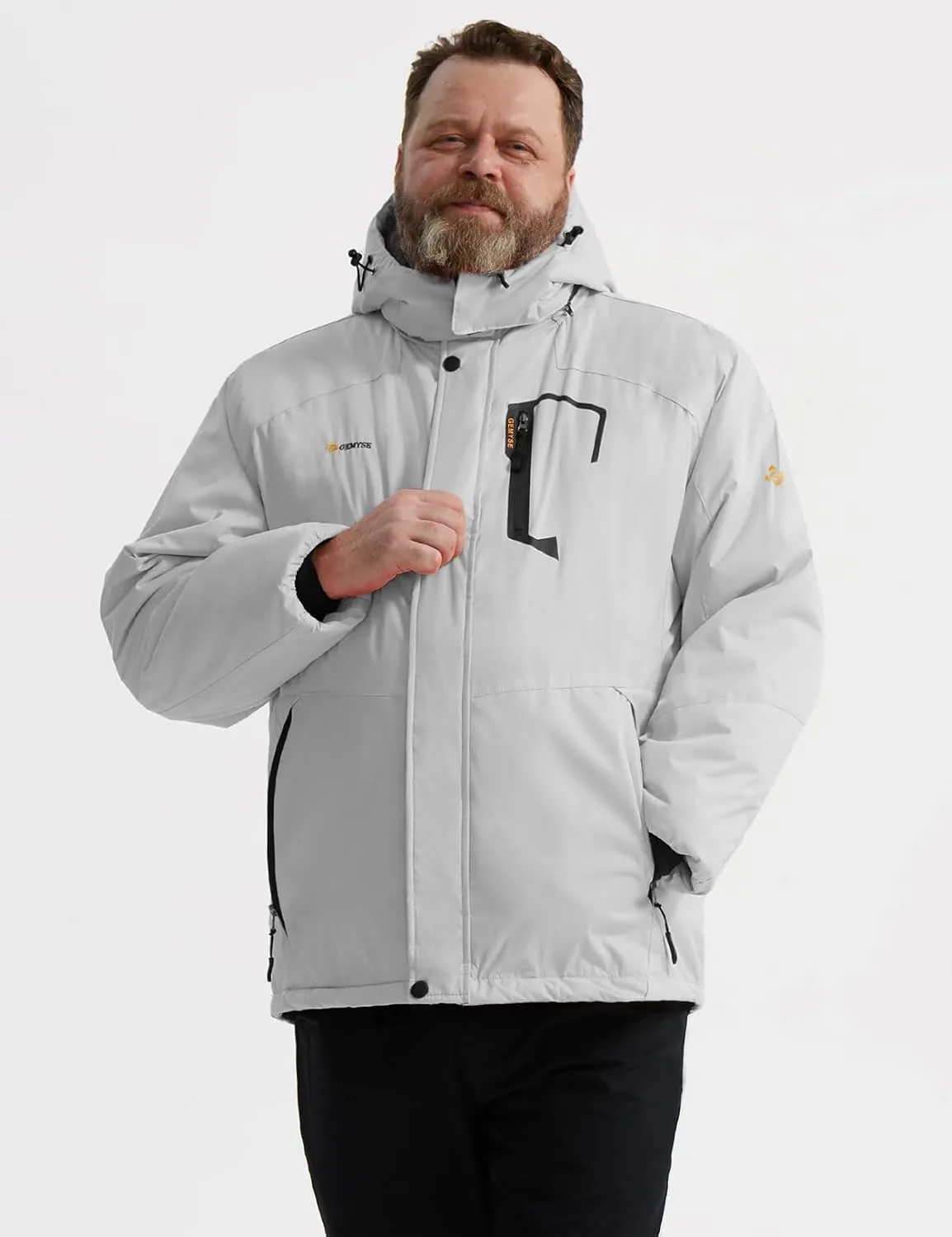 GEMYSE Men's Mountain Waterproof Ski Snow Jacket Winter Windproof Rain Jacket