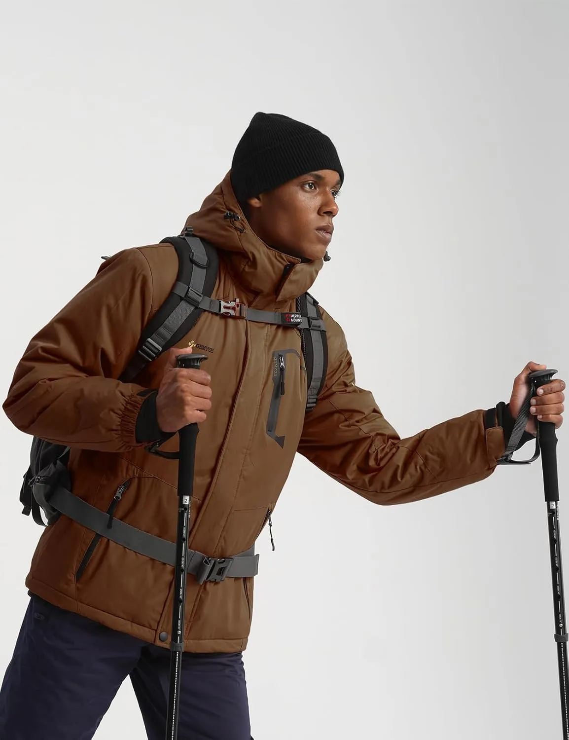 GEMYSE Men's Mountain Waterproof Ski Snow Jacket Winter Windproof Rain Jacket