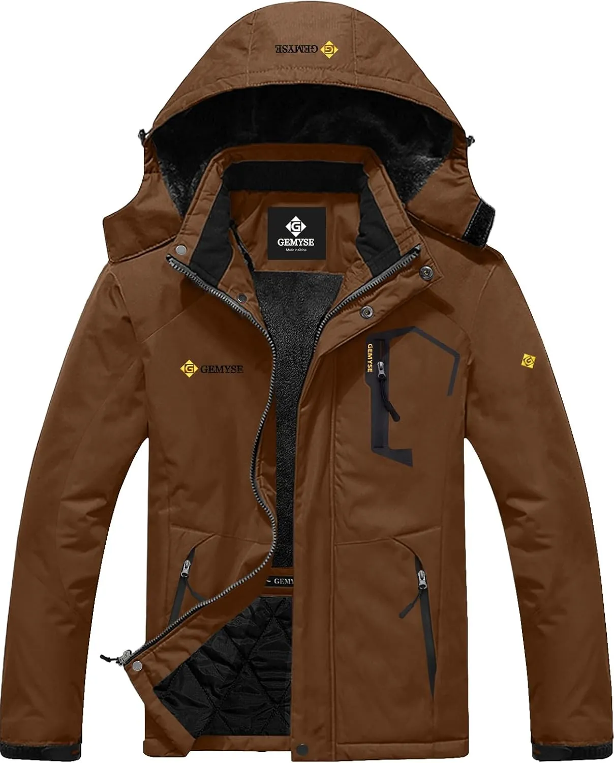 GEMYSE Men's Mountain Waterproof Ski Snow Jacket Winter Windproof Rain Jacket