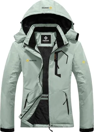 GEMYSE Women's Ski Snow Jacket Warm Winter Waterproof Coat Snowboard Rain Jacket Hooded Windproof Windbreaker