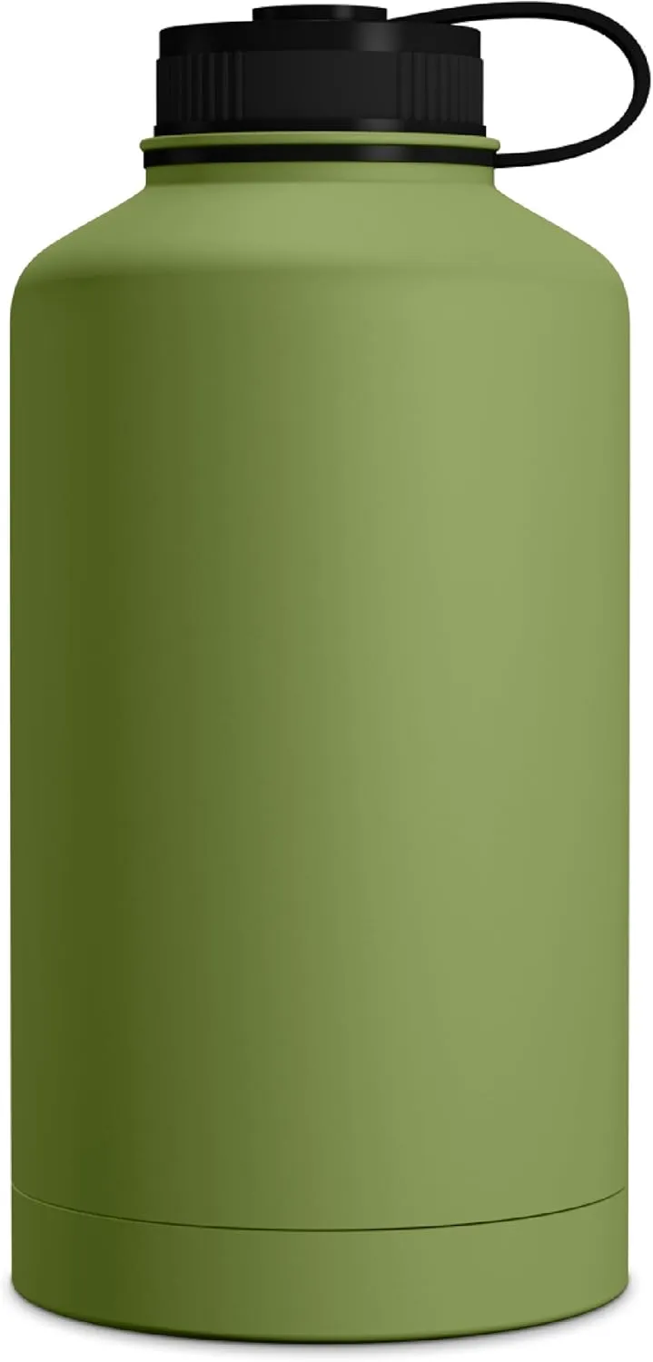 GEO 64oz Double Wall Vacuum Insulated Stainless Steel Leak Proof Sports Water Bottle, Wide Mouth w/BPA Free Screw Cap (Light Green)