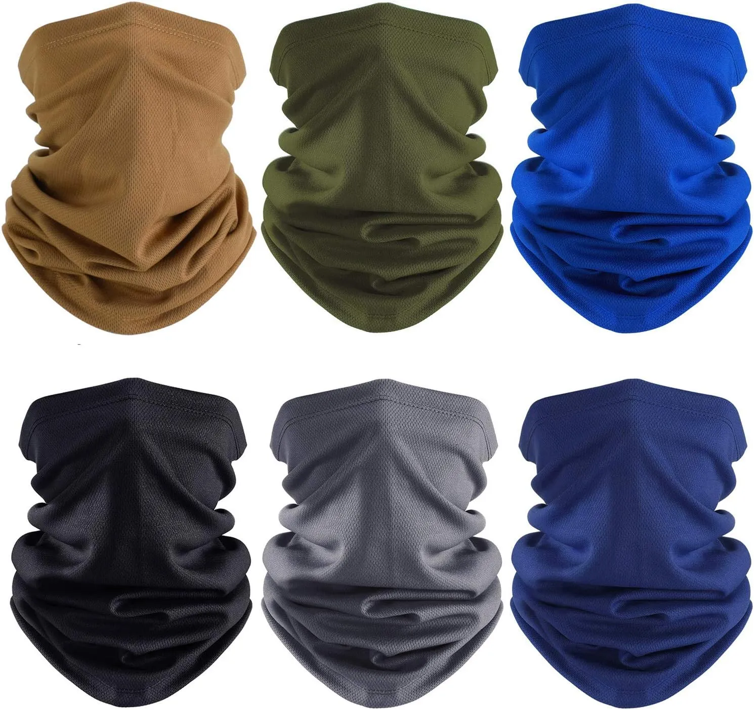 Geyoga 6 Pieces Summer UV Protection Cooling Neck Gaiter Face Clothing Neck Gaiter Mask Scarf Sunscreen Breathable Bandana