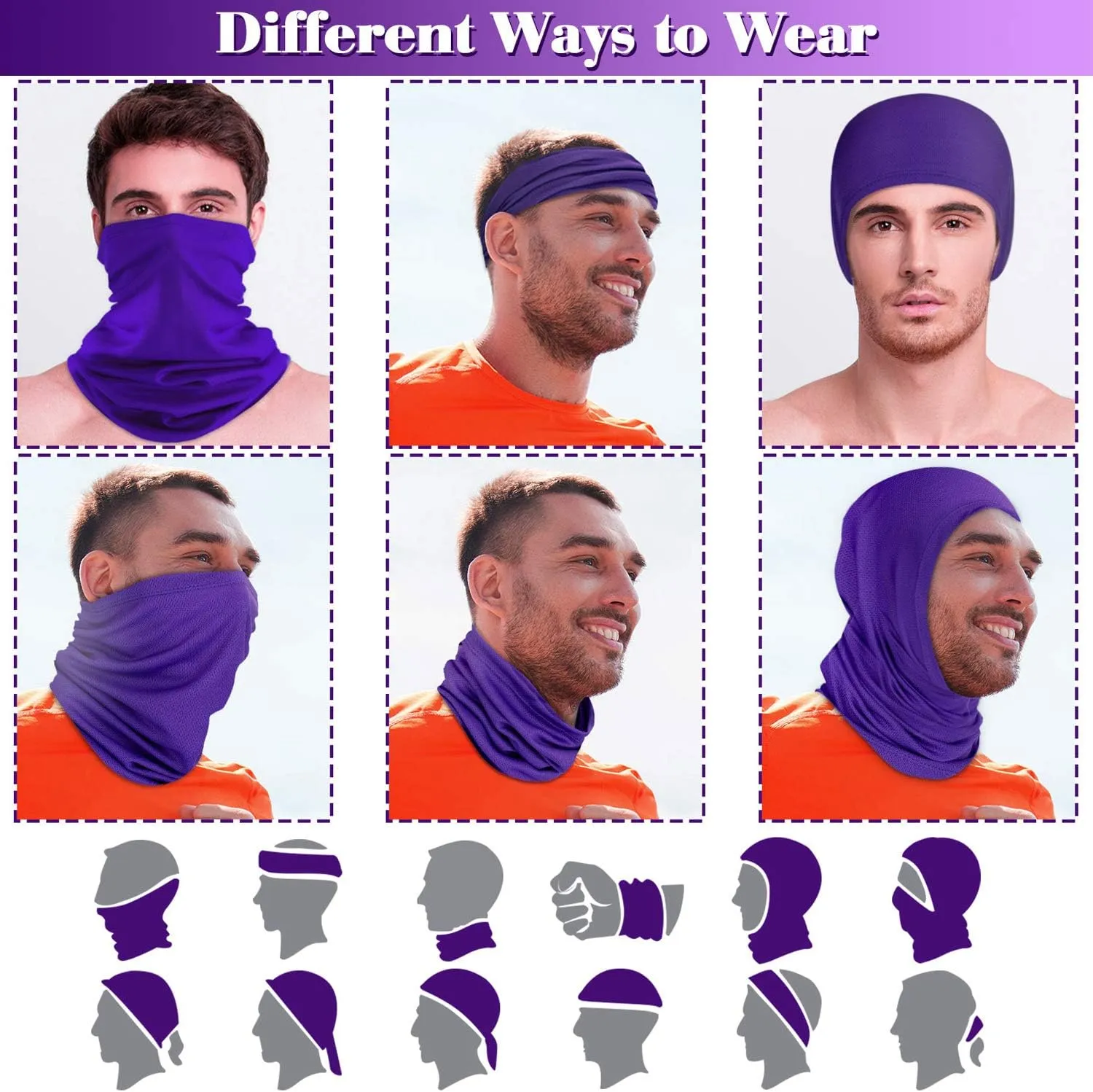 Geyoga 6 Pieces Summer UV Protection Cooling Neck Gaiter Face Clothing Neck Gaiter Mask Scarf Sunscreen Breathable Bandana