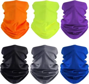 Geyoga 6 Pieces Summer UV Protection Cooling Neck Gaiter Face Clothing Neck Gaiter Mask Scarf Sunscreen Breathable Bandana