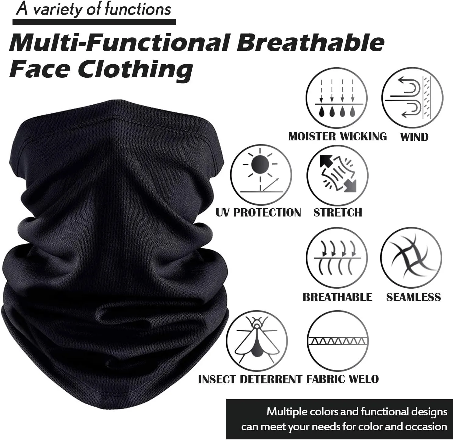 Geyoga 6 Pieces Summer UV Protection Cooling Neck Gaiter Face Clothing Neck Gaiter Mask Scarf Sunscreen Breathable Bandana