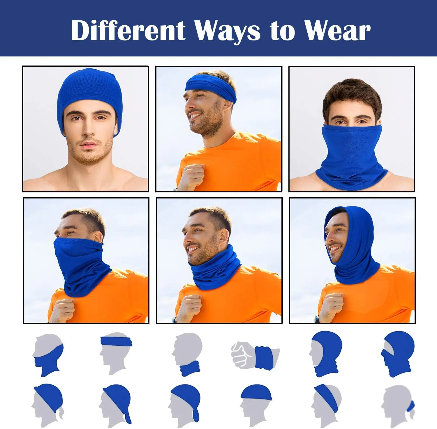 Geyoga 6 Pieces Summer UV Protection Cooling Neck Gaiter Face Clothing Neck Gaiter Mask Scarf Sunscreen Breathable Bandana