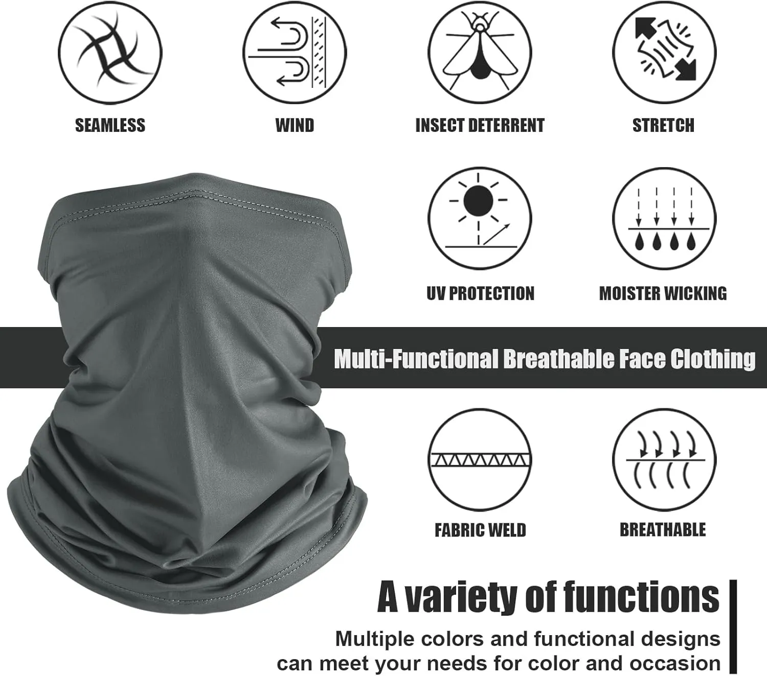 Geyoga 6 Pieces Summer UV Protection Cooling Neck Gaiter Face Clothing Neck Gaiter Mask Scarf Sunscreen Breathable Bandana