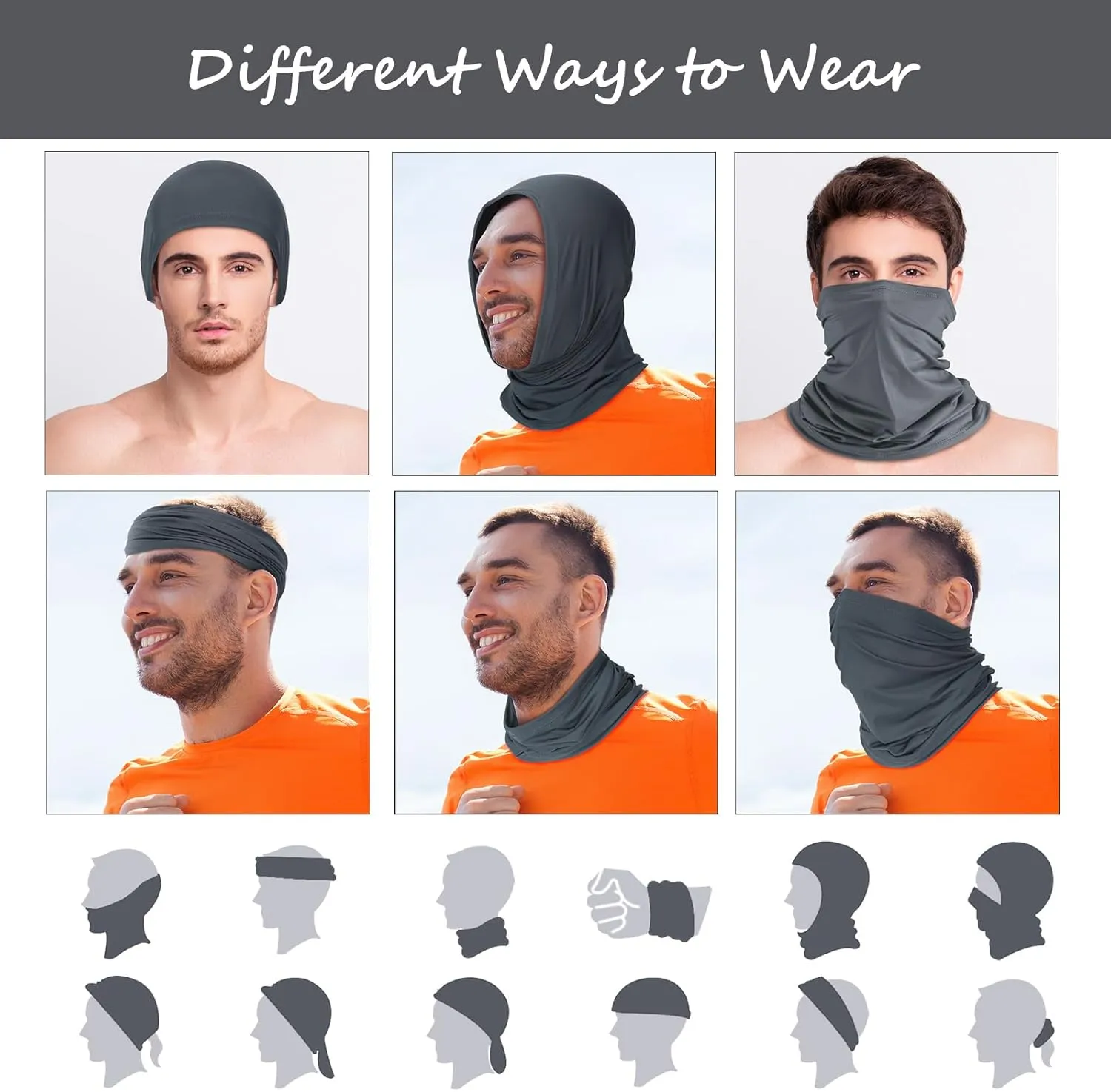 Geyoga 6 Pieces Summer UV Protection Cooling Neck Gaiter Face Clothing Neck Gaiter Mask Scarf Sunscreen Breathable Bandana