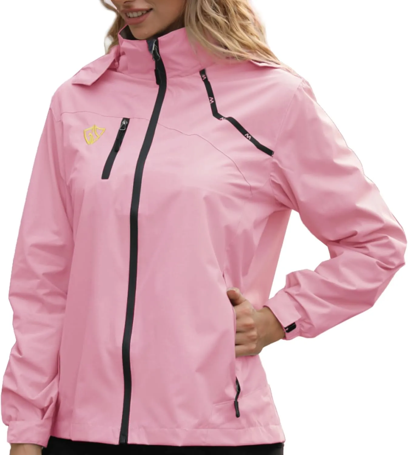 GIISAM Women's Waterproof Rain Jacket,Lightweight Windproof Full Zip Women's Packable Fall Raincoat Windbreaker with Hood