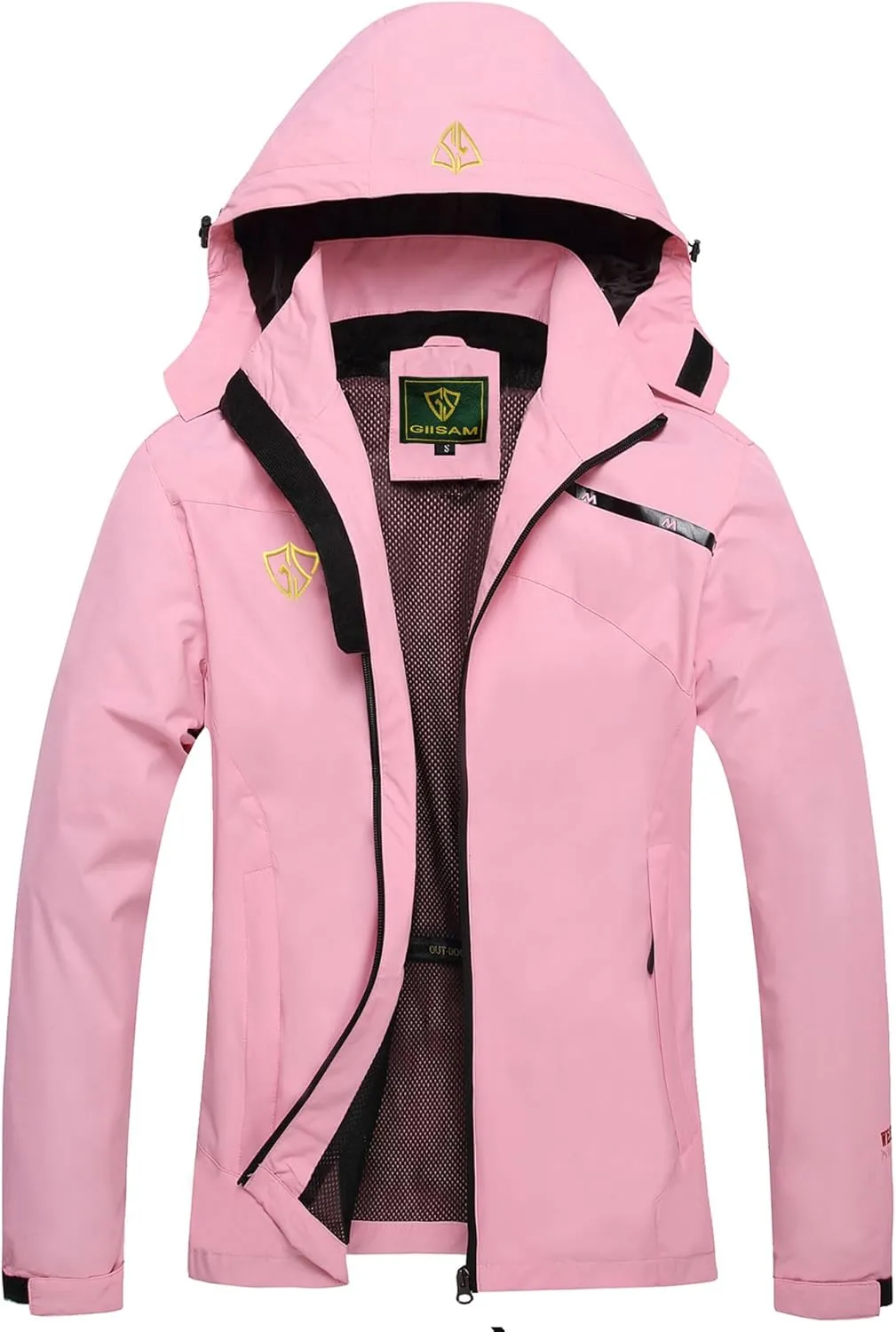 GIISAM Women's Waterproof Rain Jacket,Lightweight Windproof Full Zip Women's Packable Fall Raincoat Windbreaker with Hood