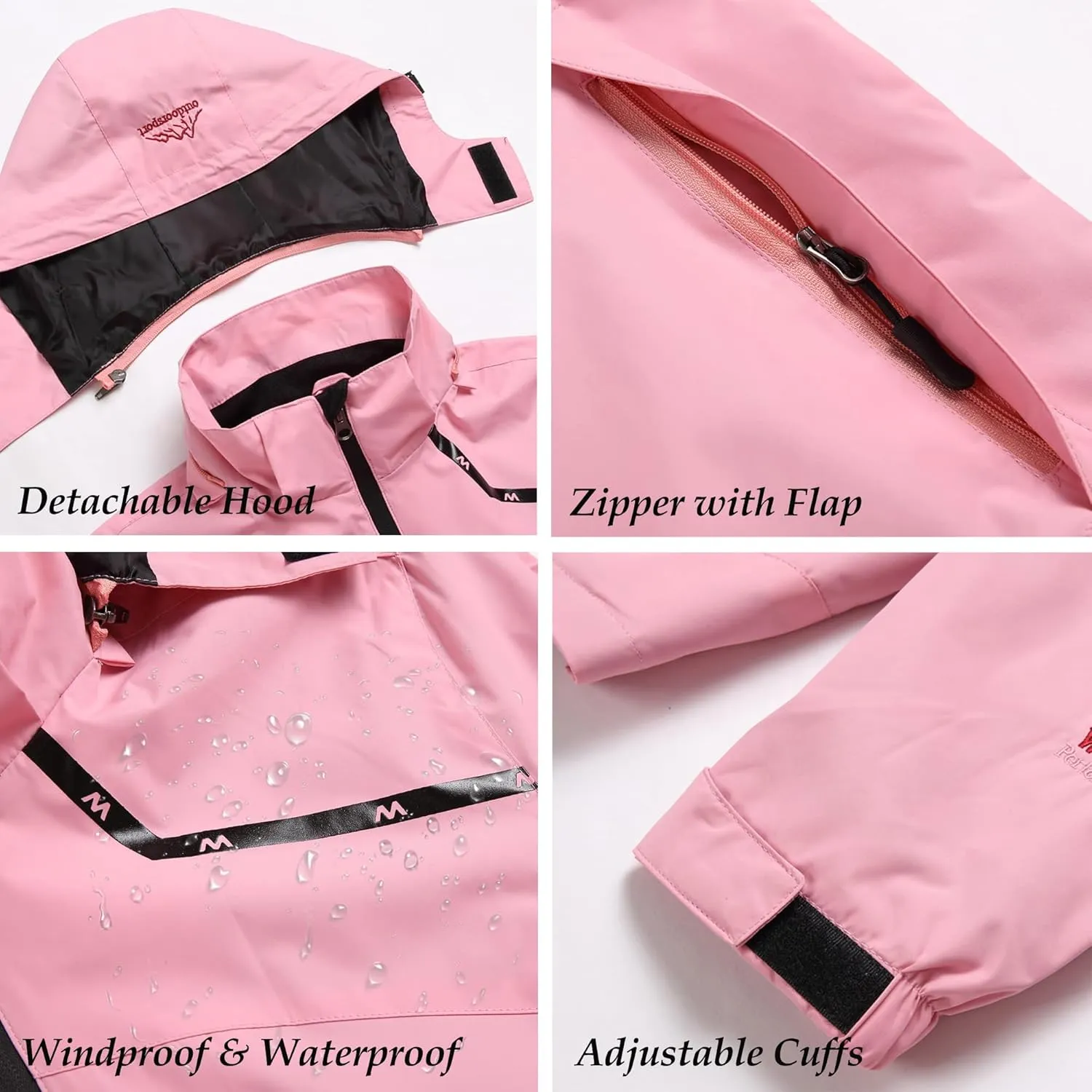 GIISAM Women's Waterproof Rain Jacket,Lightweight Windproof Full Zip Women's Packable Fall Raincoat Windbreaker with Hood