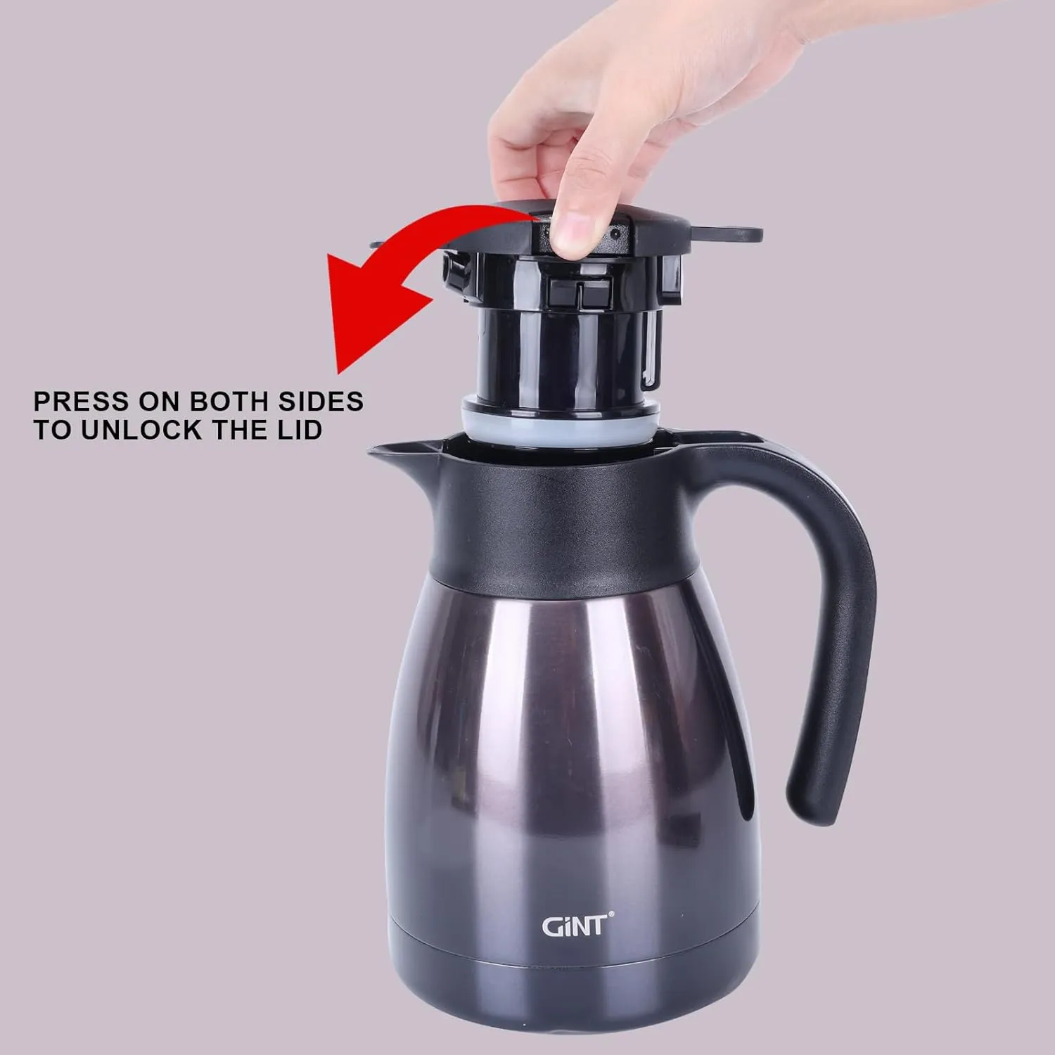GiNT 1L / 34Oz Thermal Coffee Carafe, Insulated Stainless Steel Coffee Carafes for Keeping Hot/Double Walled Vacuum Thermos (Purple)