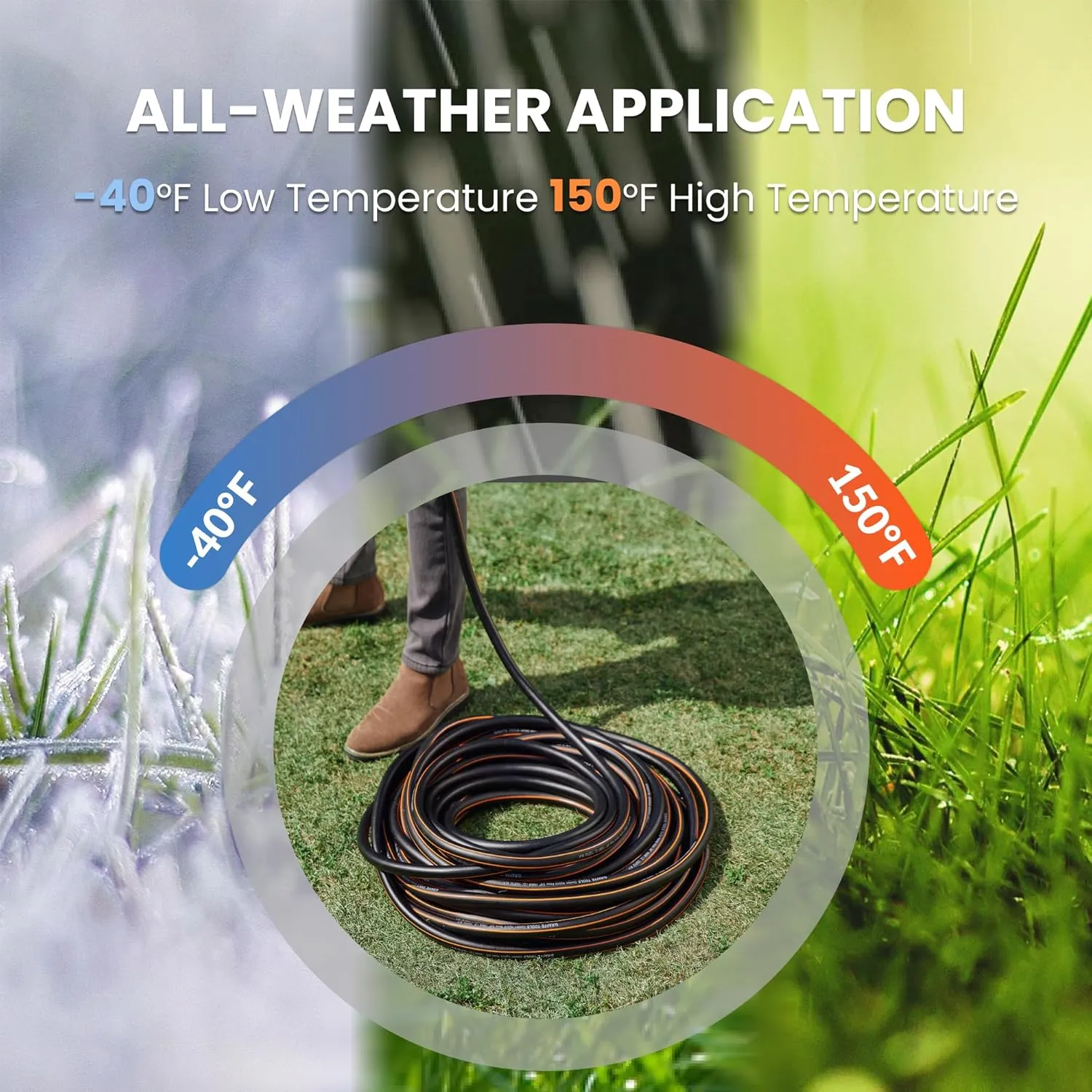 Giraffe Tools Garden Hose 50ft x 5/8", Water Hose Heavy Duty, Flexible, Lightweight Hybrid Hose with Swivel Handle, Male to Female Fittings