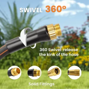 Giraffe Tools Garden Hose 75ft x 5/8", Water Hose Heavy Duty, Lightweight, Flexible Hybrid Hose with Swivel Handle, Male to Female Fittings