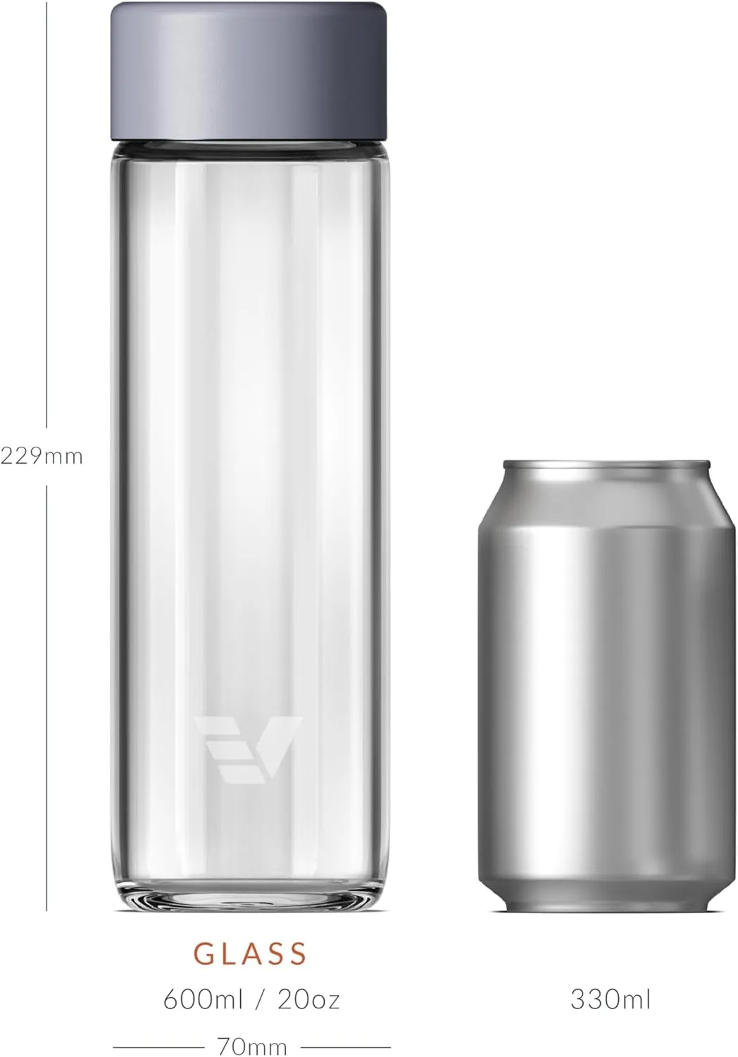 Glass Water Bottle 20oz - Non-insulated | Borosilicate Glass | Dishwasher Safe | No Plastic Touches Contents | A pure drinking experience - Lilac