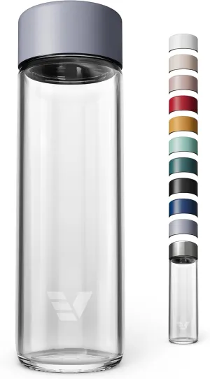Glass Water Bottle 20oz - Non-insulated | Borosilicate Glass | Dishwasher Safe | No Plastic Touches Contents | A pure drinking experience - Lilac