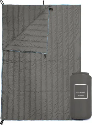 Gold Armour Puffy, Packable Camping Blanket - Lightweight & Compact Insulated Quilt for Outdoor - Camping Gear (Gray)