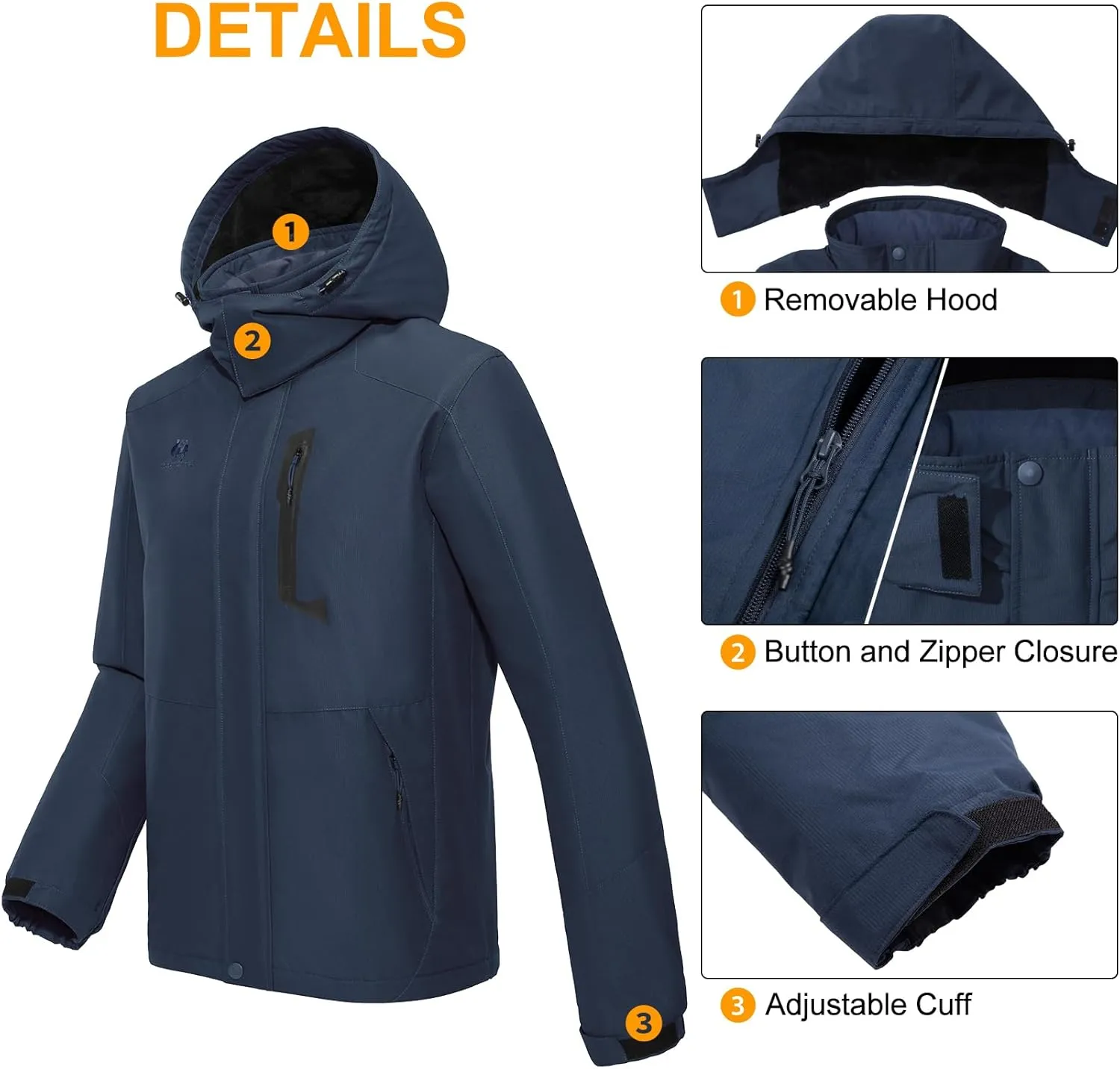 GOLDEN CAMEL Men's Winter Jacket Windproof Ski Snow Jacket Waterproof Thicken Parka Rain Jacket Warm Puffer Coat