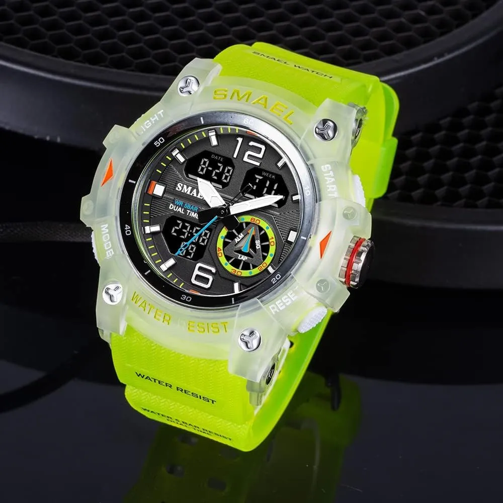 Gosasa Men's Large Face Outdoor Sports Watches Military S-Shock Watch Waterproof, Backlight, Alarm, Stopwatch Features - Rugged Wristwatch for Training, Hiking, and Adventure