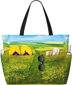 Grassland Paths Large Capacity Waterproof Sandproof Multifunctional Beach Travel Camping Picnic Storage Bag