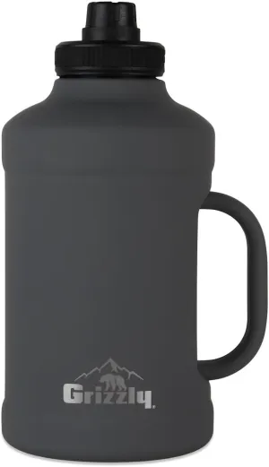 Grizzly 64oz Water Bottle | Vacuum Insulated | Leak Resistant Lid | Stainless Steel| Heavy Duty Handle | For Gym Hiking Beach Sports Camping | Stealth Gray