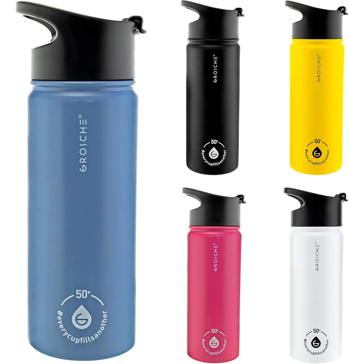 GROSCHE Chicago Stainless Steel Tea Infuser Flask | Beverage Bottle | Hot & Cold Drinks | Loose Leaf Tea Infuser | Travel Convenience Water Bottle | 16 fl oz, Blue