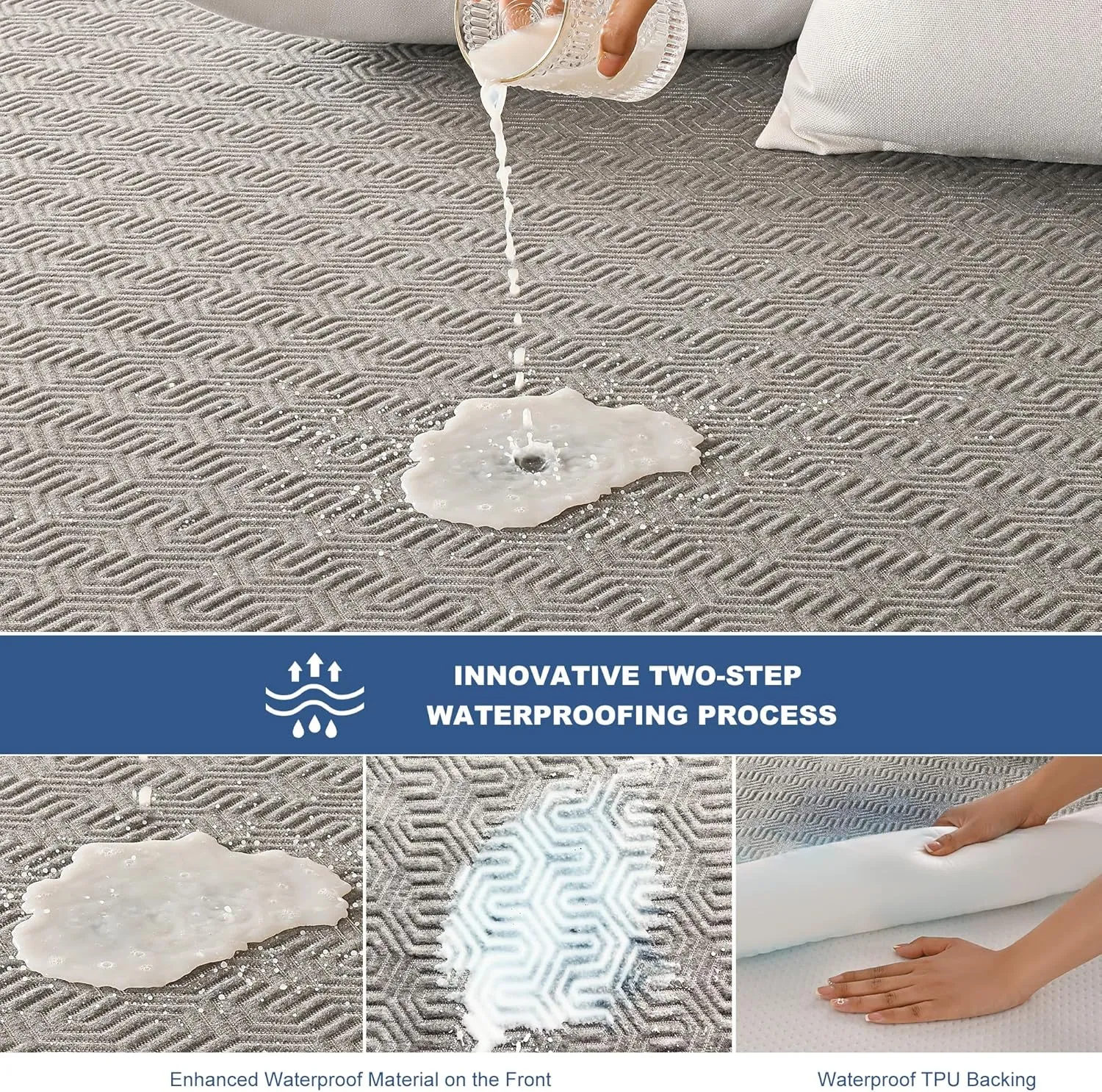 GRT Twin XL Mattress Protector Waterproof, Breathable Bamboo Charcoal Fiber Mattress Cover, Noiseless and Odor Free Upgraded Mattress Protector with Double-Barrier Protection, 8"-26" Deep Pocket