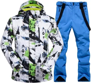 GS SNOWING Men's Winter Windproof Waterproof Snowsuit Snowboard Jacket and Ski Pants for Snow Sport