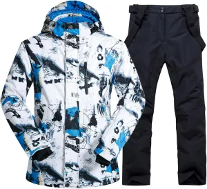 GS SNOWING Men's Winter Windproof Waterproof Snowsuit Snowboard Jacket and Ski Pants for Snow Sport