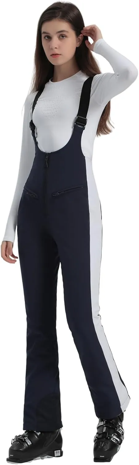GSOU SNOW Women Ski Bib Pants Snow Overalls Snowboard Waterproof Windproof Insulated Slim Winter Warm High elasticity