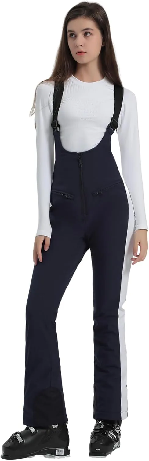 GSOU SNOW Women Ski Bib Pants Snow Overalls Snowboard Waterproof Windproof Insulated Slim Winter Warm High elasticity