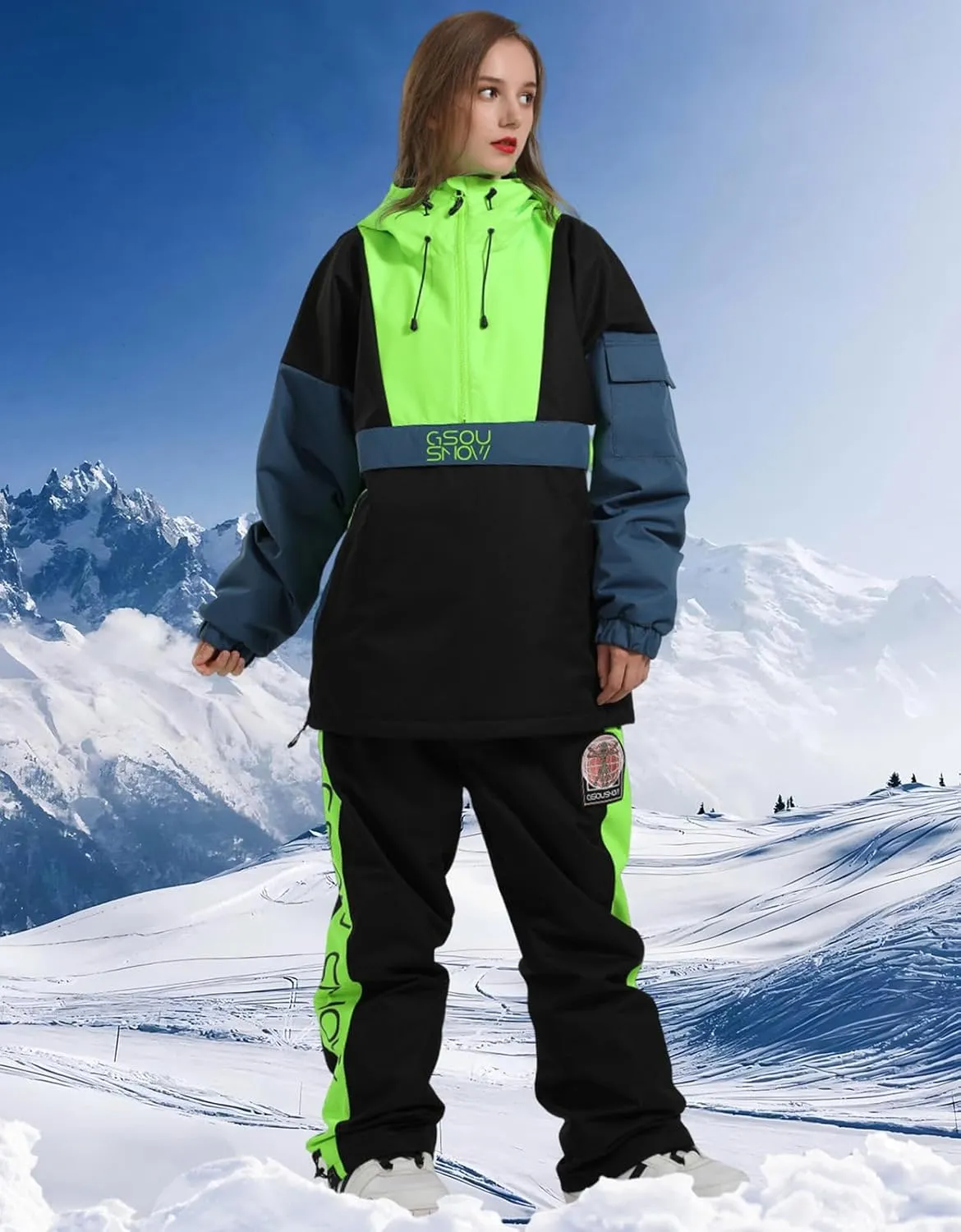 GSOU SNOW Women Ski Jacket Snow Coat Waterproof Windproof Snowboarding Jacket Coat Insulated Warm Winter