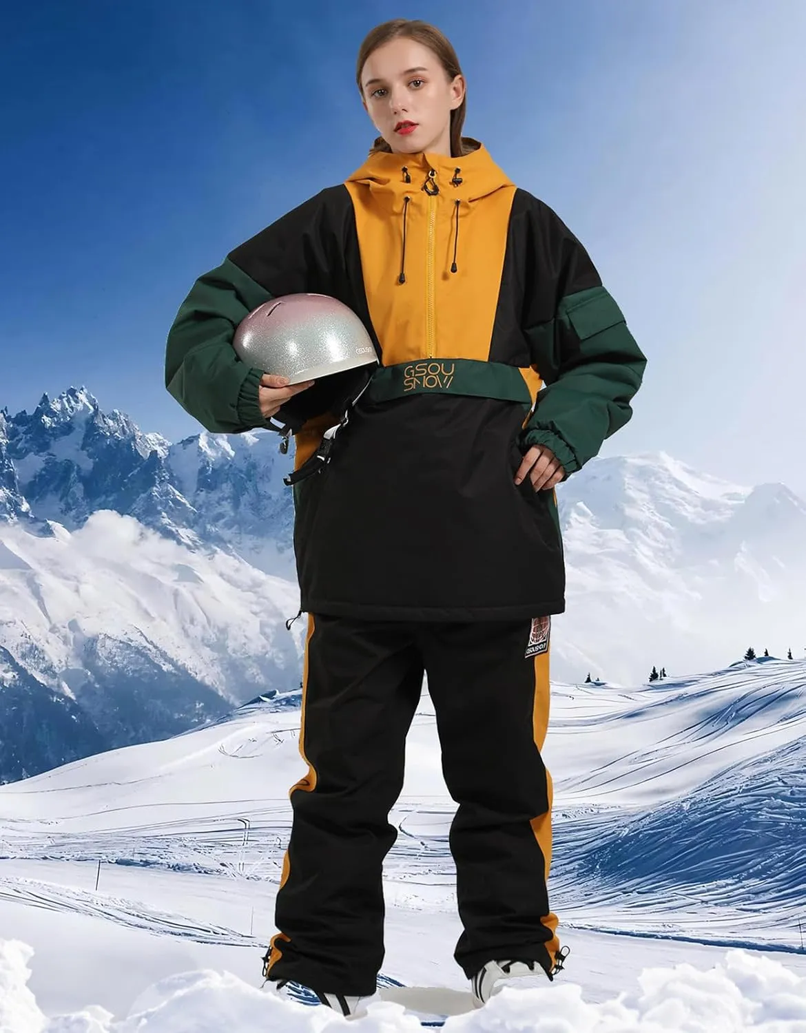 GSOU SNOW Women Ski Jacket Snow Coat Waterproof Windproof Snowboarding Jacket Coat Insulated Warm Winter