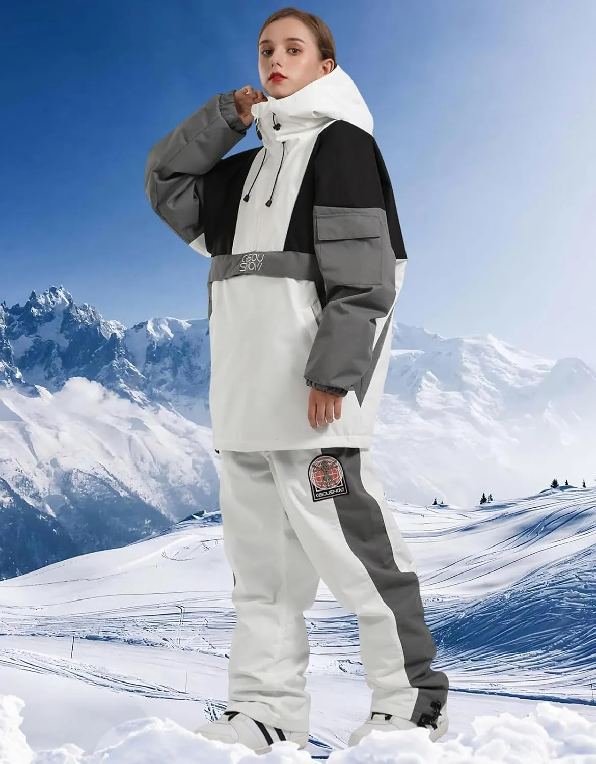 GSOU SNOW Women Ski Jacket Snow Coat Waterproof Windproof Snowboarding Jacket Coat Insulated Warm Winter