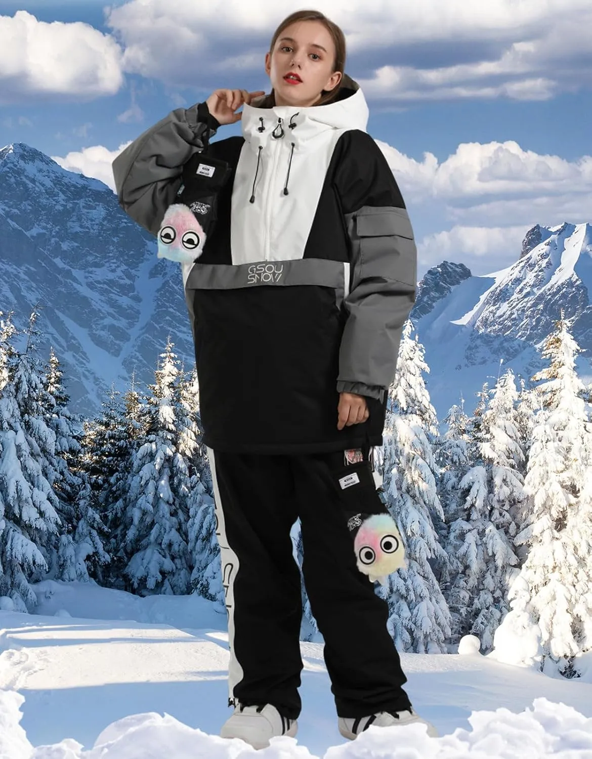 GSOU SNOW Women Ski Jacket Snow Coat Waterproof Windproof Snowboarding Jacket Coat Insulated Warm Winter
